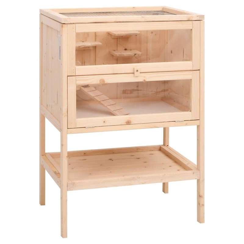 vidaXL Κλουβί για Χάμστερ 55x40x80 εκ. από Μασίφ Ξύλο Έλατου