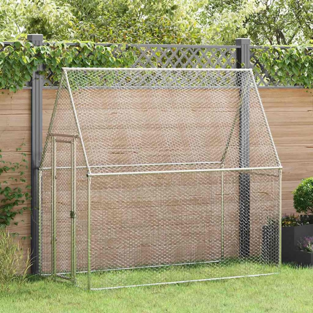 vidaXL Κοτέτσι - Κλουβί Ασημί 200x100x190 εκ. από Γαλβανισμένο Χάλυβα