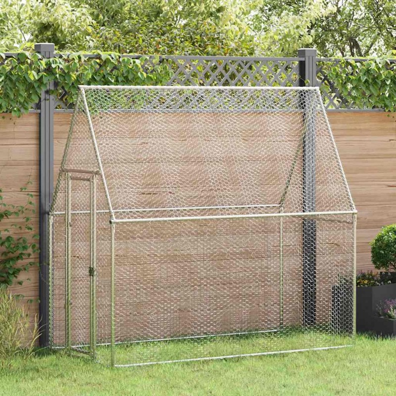 vidaXL Κοτέτσι - Κλουβί Ασημί 200x100x190 εκ. από Γαλβανισμένο Χάλυβα