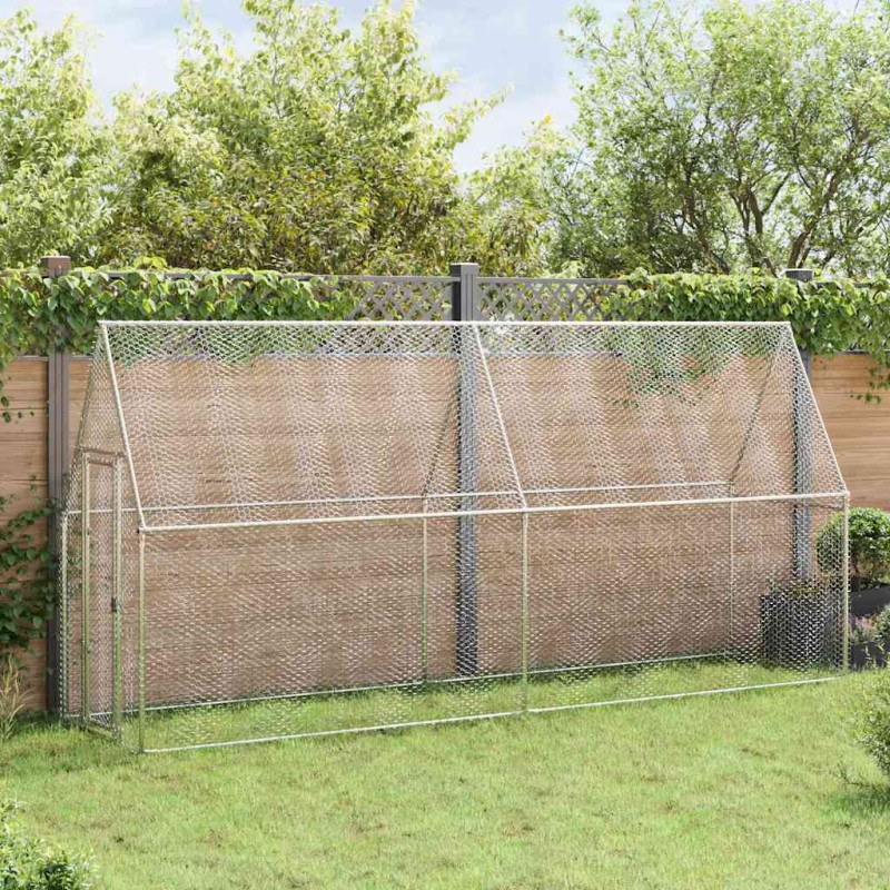 vidaXL Κοτέτσι - Κλουβί Ασημί 400x100x190 εκ. από Γαλβανισμένο Χάλυβα