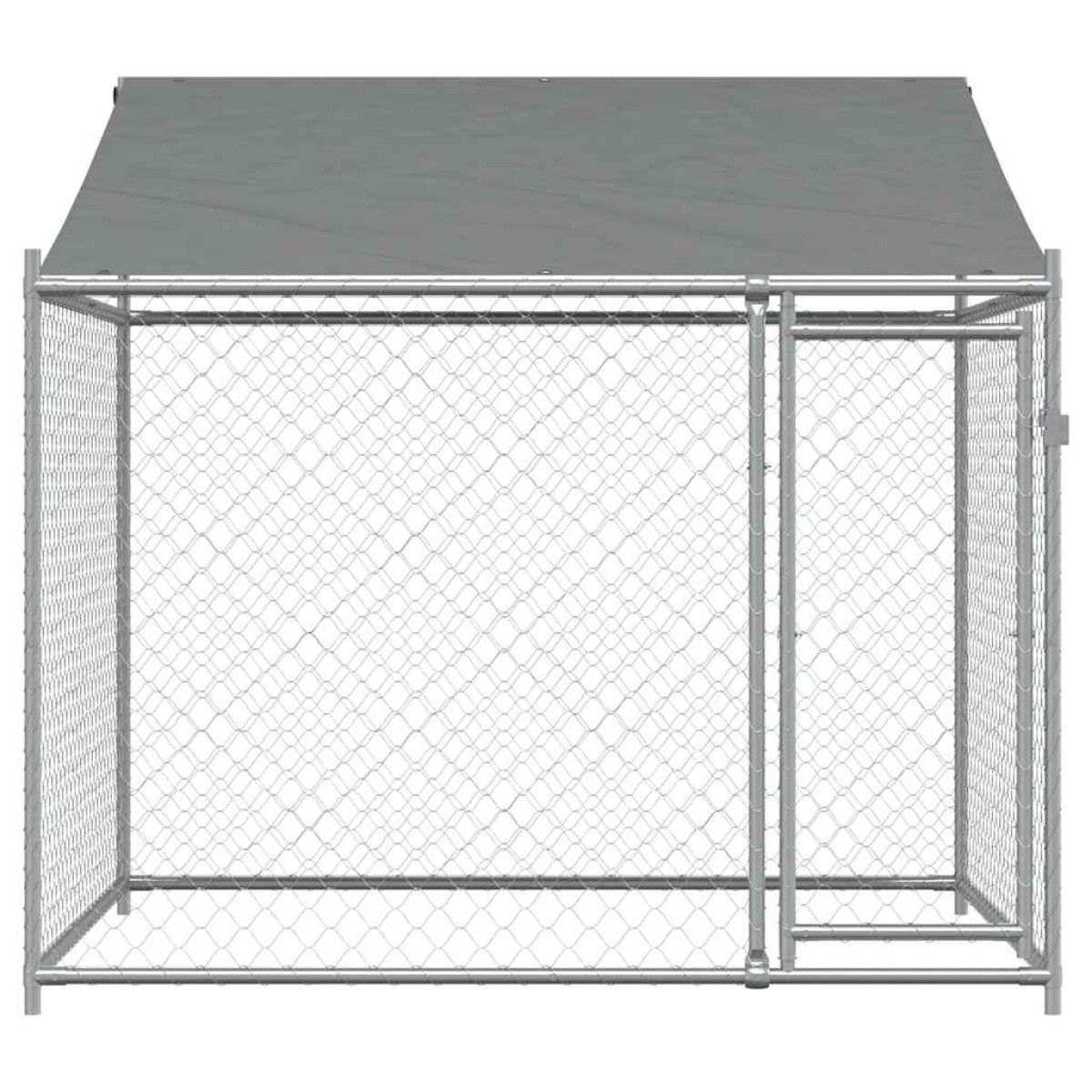 vidaXL Κλουβί Σκύλου με Οροφή και Πόρτες Γκρι 2x2x2 μ. Γαλβ. Χάλυβας