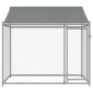 vidaXL Κλουβί Σκύλου με Οροφή και Πόρτες Γκρι 2x2x2 μ. Γαλβ. Χάλυβας