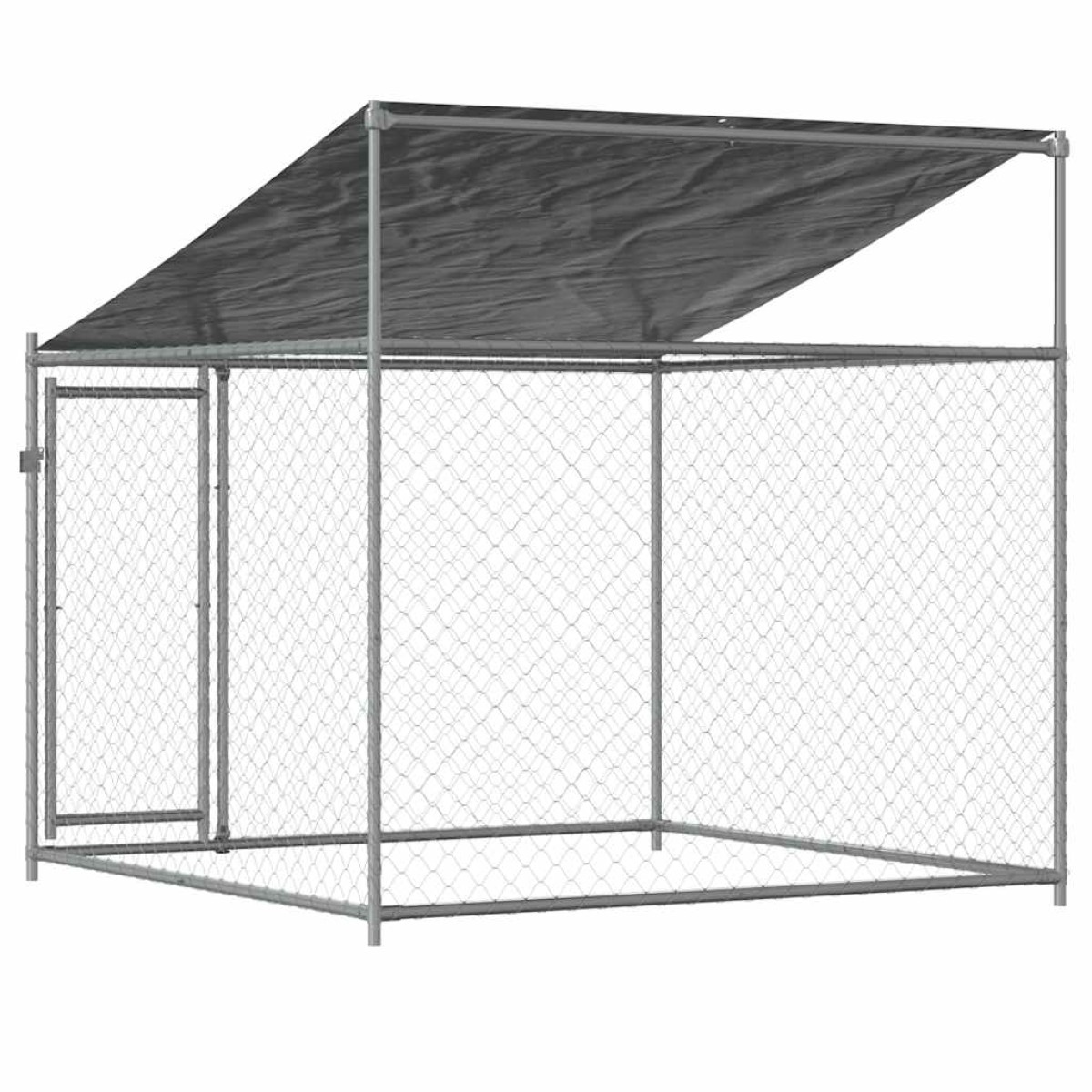 vidaXL Κλουβί Σκύλου με Οροφή και Πόρτες Γκρι 2x2x2 μ. Γαλβ. Χάλυβας