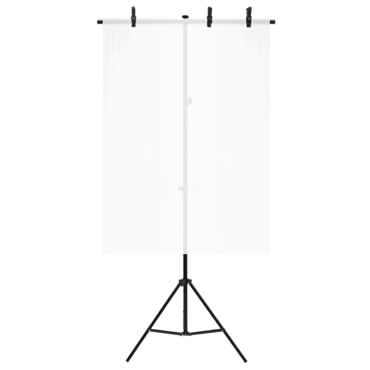 vidaXL Βάση Φόντου σε Σχήμα Τ Μαύρη 91 x 60 x (70-200) εκ.