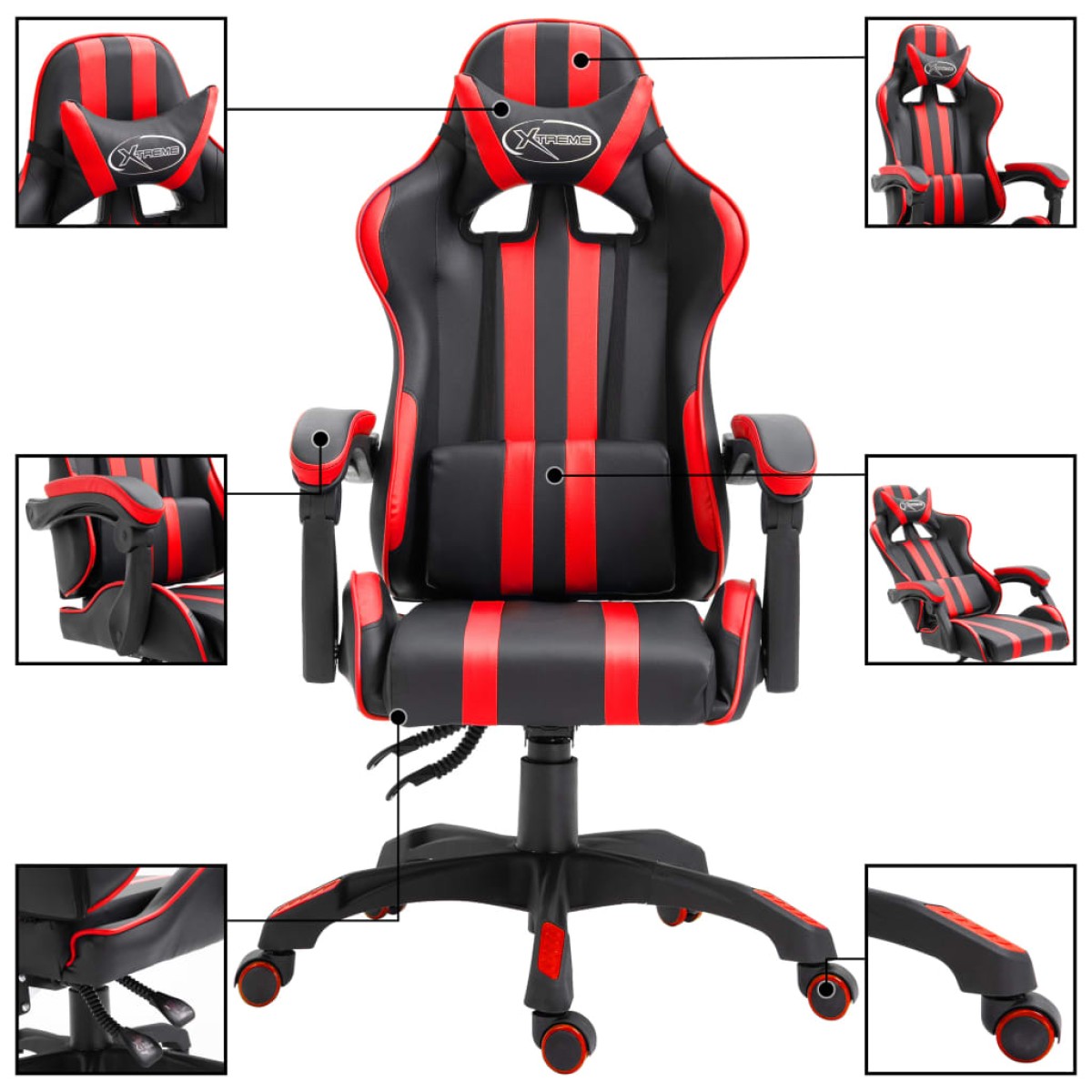 vidaXL Καρέκλα Gaming Κόκκινη από Συνθετικό Δέρμα