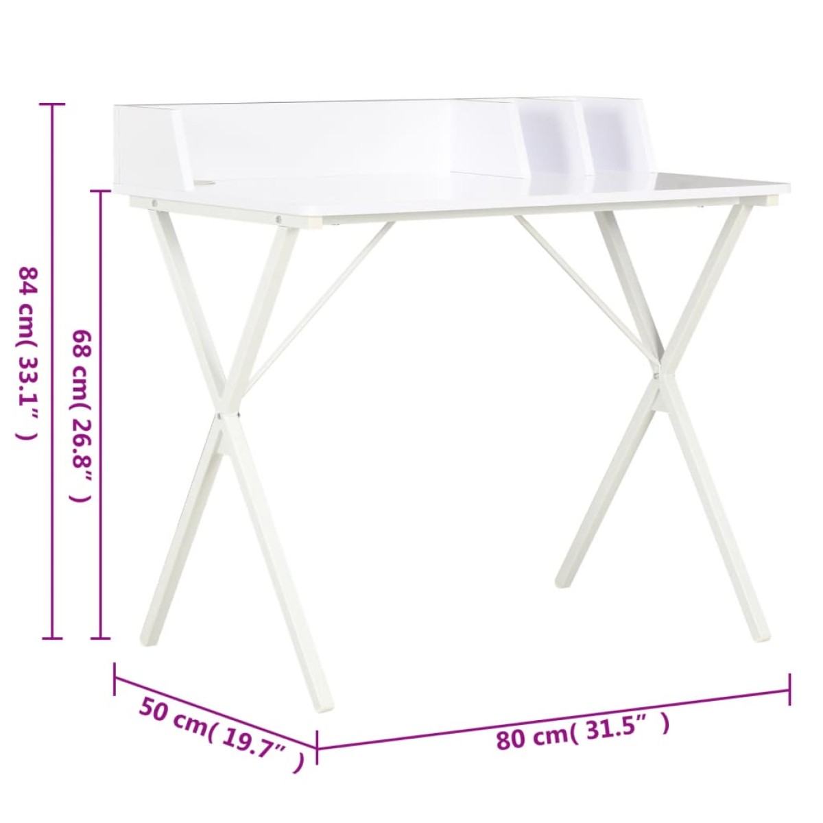 vidaXL Γραφείο Λευκό 80 x 50 x 84 εκ.