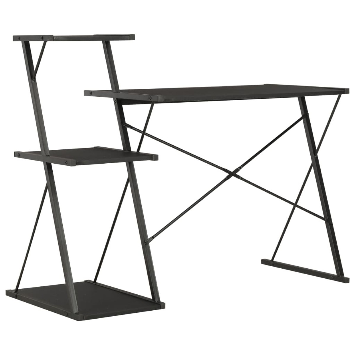 vidaXL Γραφείο με Ράφια Μαύρο 116 x 50 x 93 εκ.