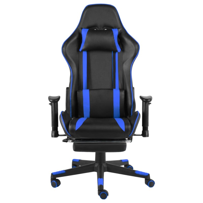 vidaXL Καρέκλα Gaming Περιστρεφόμενη με Υποπόδιο Μπλε PVC