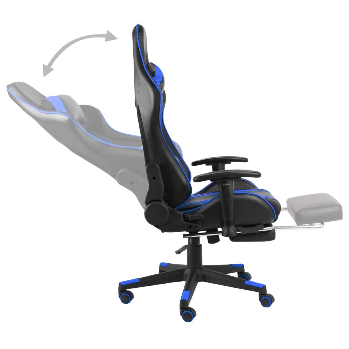 vidaXL Καρέκλα Gaming Περιστρεφόμενη με Υποπόδιο Μπλε PVC