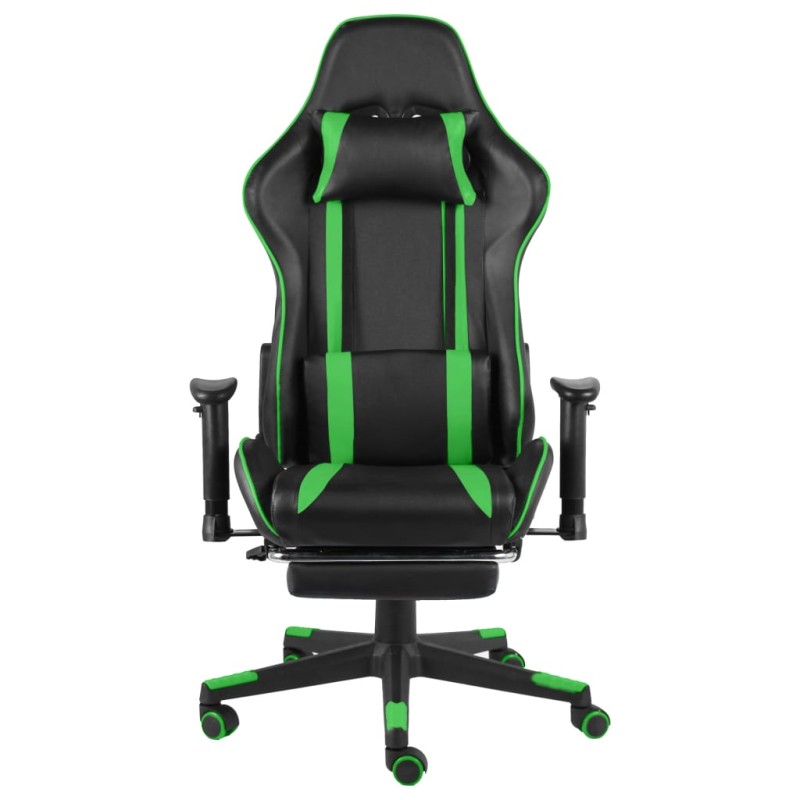 vidaXL Καρέκλα Gaming Περιστρεφόμενη με Υποπόδιο Πράσινη PVC