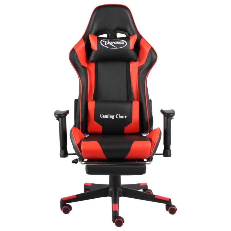 vidaXL Καρέκλα Gaming Περιστρεφόμενη με Υποπόδιο Κόκκινη PVC