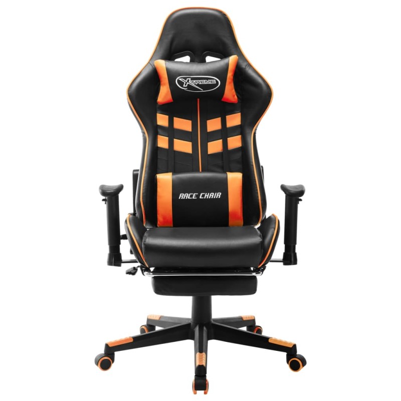 vidaXL Καρέκλα Gaming με Υποπόδιο Μαύρο/Πορτοκαλί από Συνθετικό Δέρμα