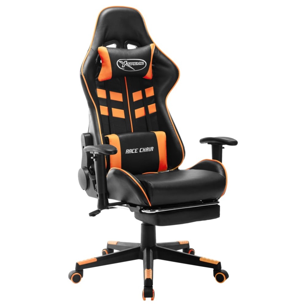 vidaXL Καρέκλα Gaming με Υποπόδιο Μαύρο/Πορτοκαλί από Συνθετικό Δέρμα