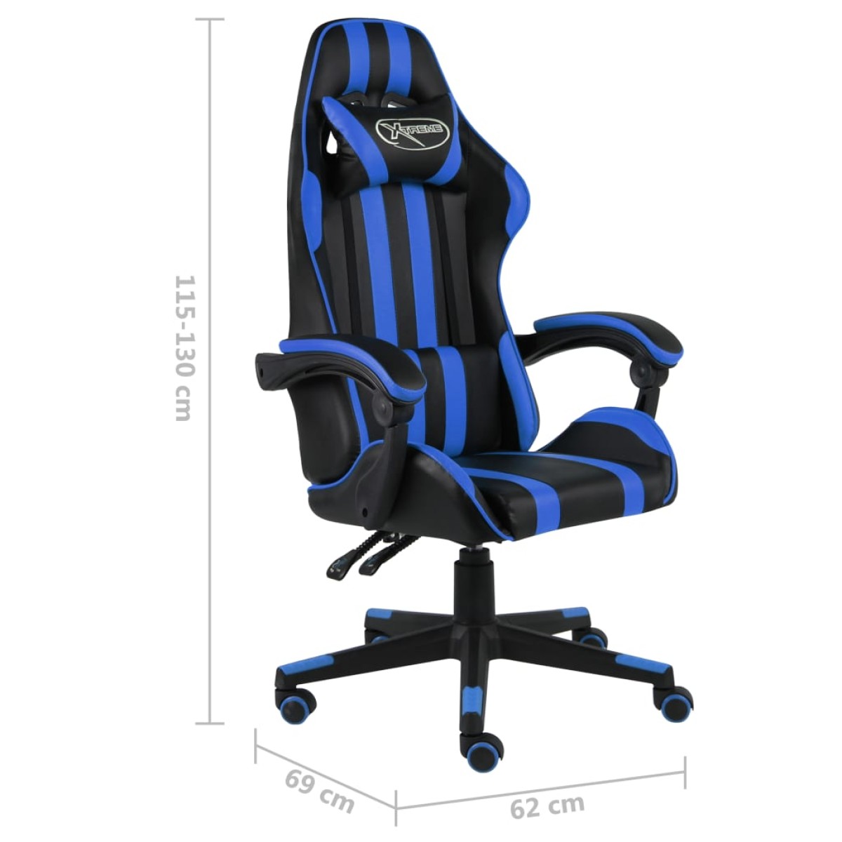 vidaXL Καρέκλα Racing Μαύρο / Μπλε από Συνθετικό Δέρμα