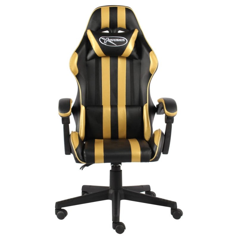 vidaXL Καρέκλα Racing Μαύρο / Χρυσό από Συνθετικό Δέρμα