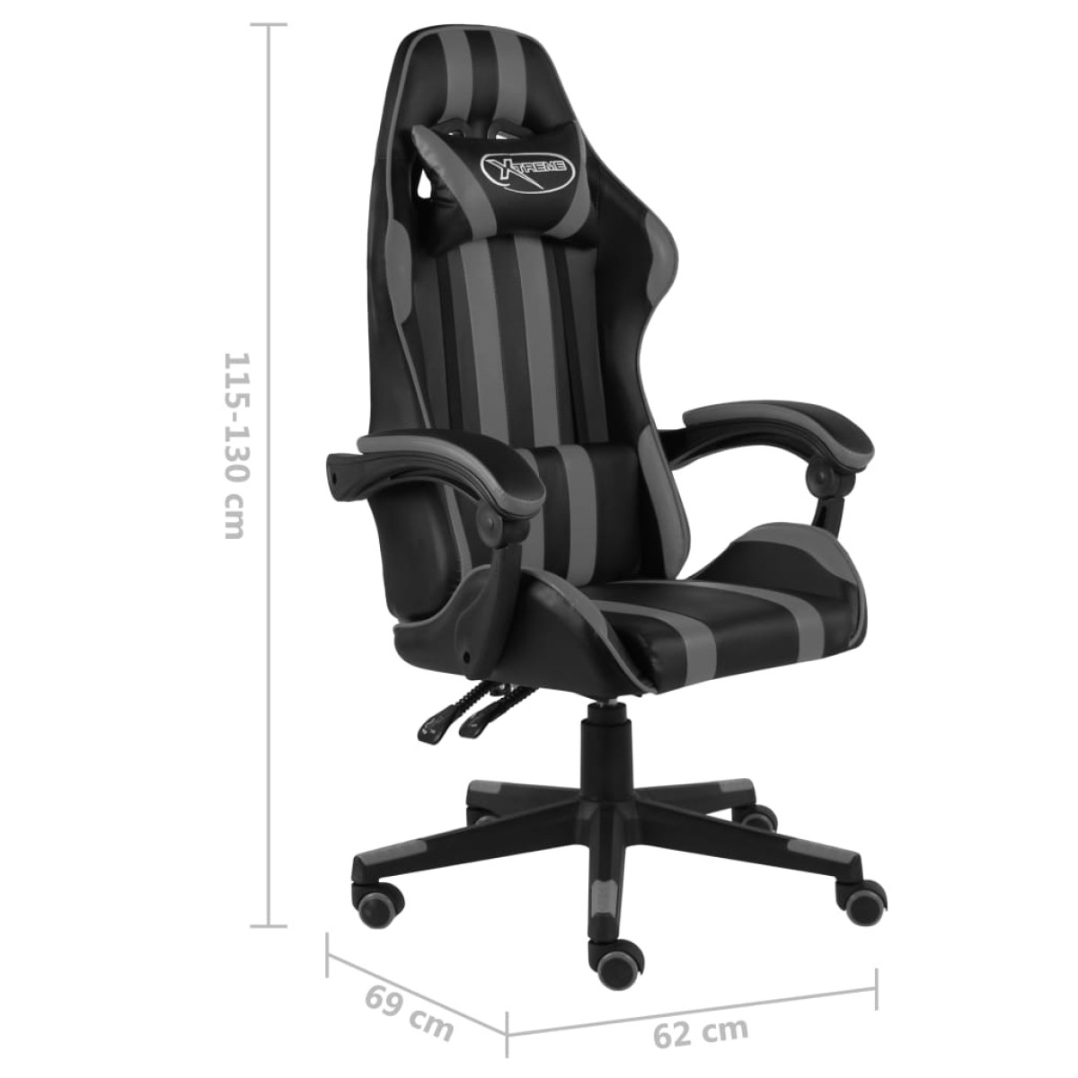 vidaXL Καρέκλα Racing Μαύρο / Γκρι από Συνθετικό Δέρμα