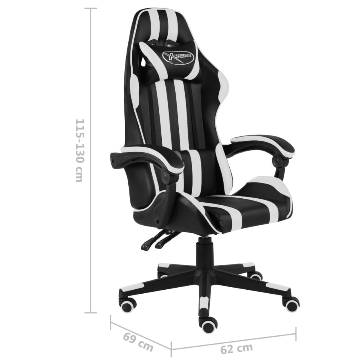 vidaXL Καρέκλα Racing Μαύρο / Λευκό από Συνθετικό Δέρμα