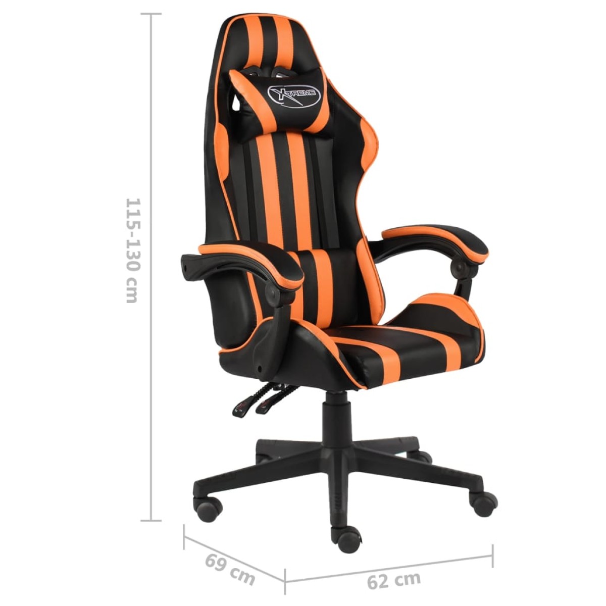 vidaXL Καρέκλα Racing Μαύρο / Πορτοκαλί από Συνθετικό Δέρμα