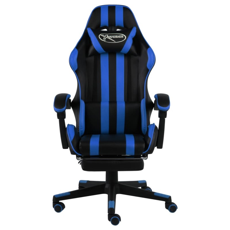 vidaXL Καρέκλα Racing με Υποπόδιο Μαύρο / Μπλε από Συνθετικό Δέρμα