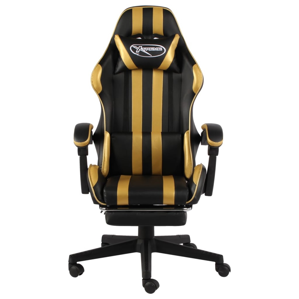 vidaXL Καρέκλα Racing με Υποπόδιο Μαύρο / Χρυσό από Συνθετικό Δέρμα