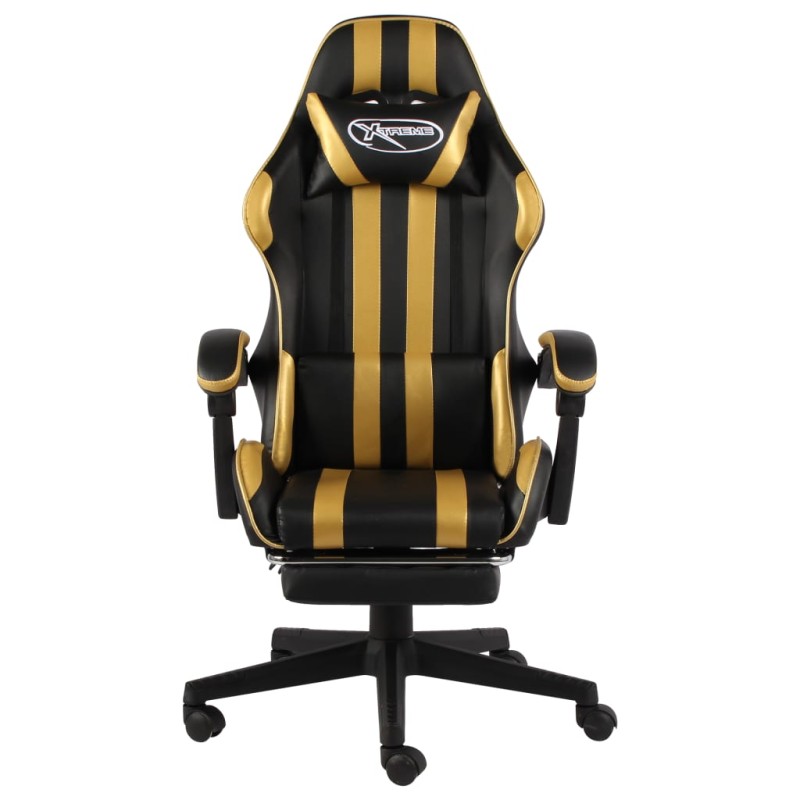 vidaXL Καρέκλα Racing με Υποπόδιο Μαύρο / Χρυσό από Συνθετικό Δέρμα
