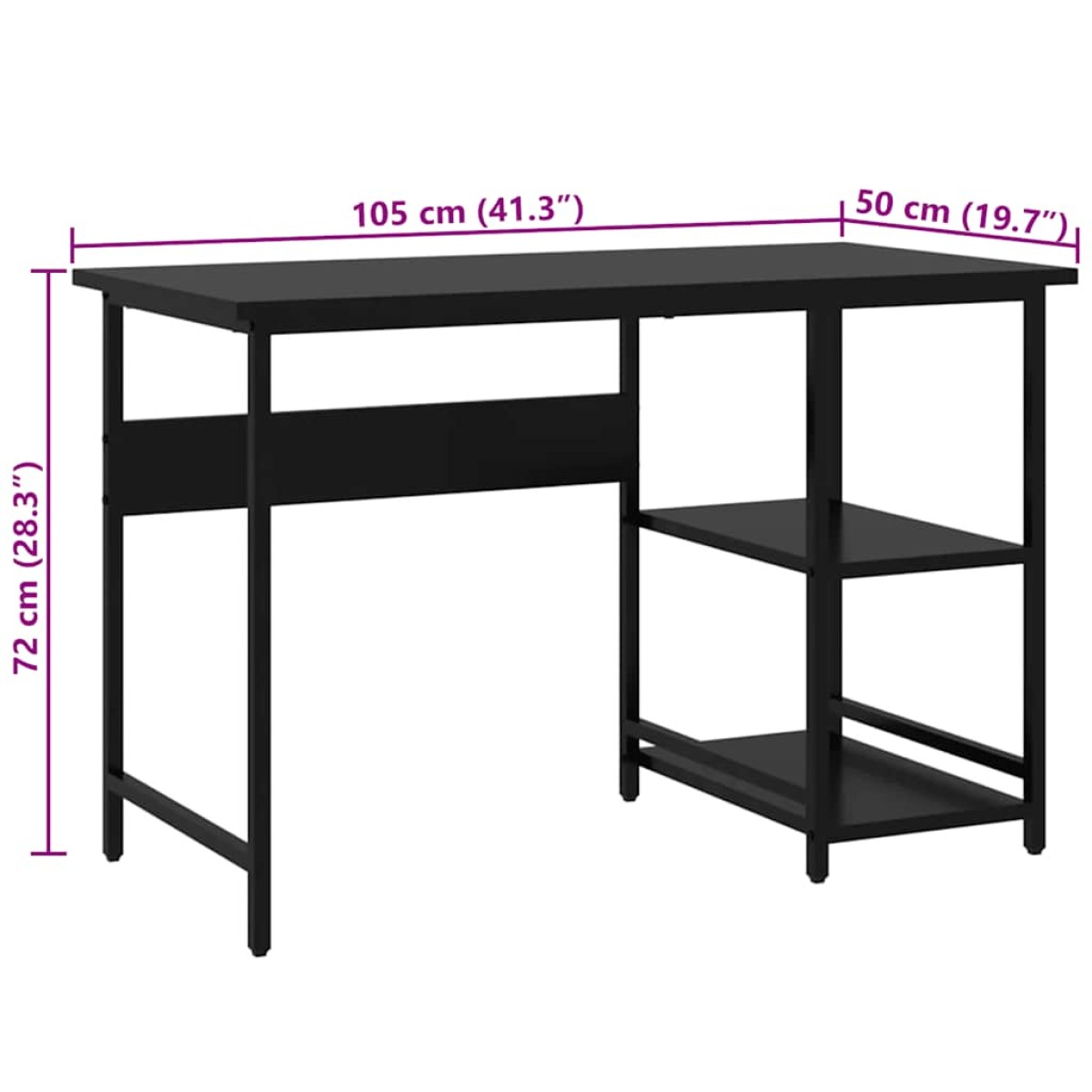 vidaXL Γραφείο Υπολογιστή Μαύρο 105 x 55 x 72 εκ. από MDF και Μέταλλο