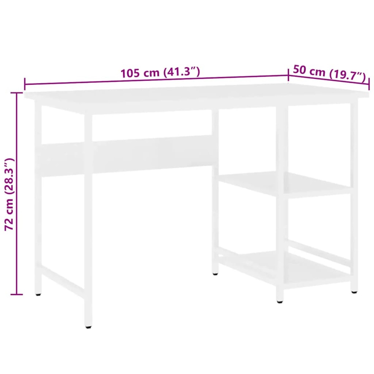 vidaXL Γραφείο Υπολογιστή Λευκό 105 x 55 x 72 εκ. από MDF και Μέταλλο