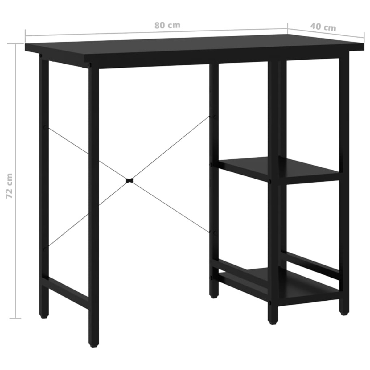 vidaXL Γραφείο Υπολογιστή Μαύρο 80 x 40 x 72 εκ. από MDF και Μέταλλο