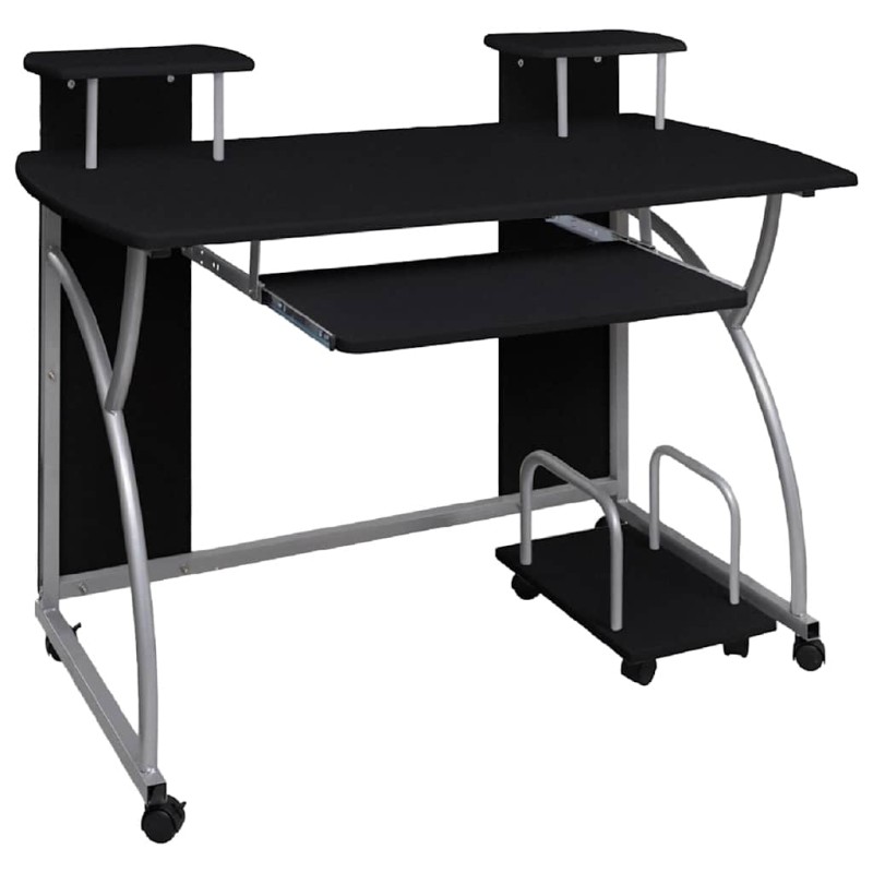 vidaXL Γραφείο Υπολογιστή Μαύρο 110 x 52 x 88,5 εκ. Επεξεργασμένο Ξύλο