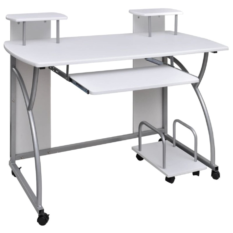 vidaXL Γραφείο Υπολογιστή Λευκό 110 x 52 x 88,5 εκ. Επεξεργασμένο Ξύλο