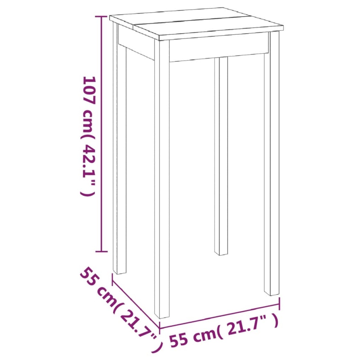 vidaXL Τραπέζι Μπαρ Μαύρο 55 x 55 x 107 εκ. από MDF