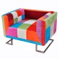 vidaXL Πολυθρόνα Cube με Σχέδιο Patchwork και Πόδια Χρωμίου Υφασμάτινη