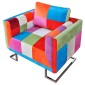 vidaXL Πολυθρόνα Cube με Σχέδιο Patchwork και Πόδια Χρωμίου Υφασμάτινη