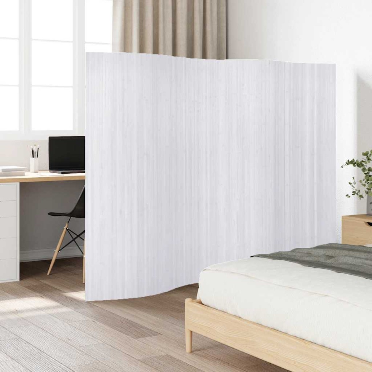 vidaXL Διαχωριστικό Δωματίου Λευκό 250 x 165 εκ. Μπαμπού