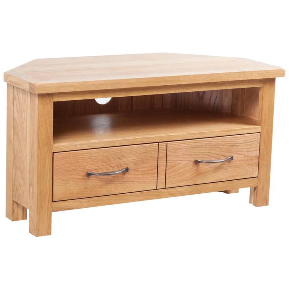 vidaXL Έπιπλο Τηλεόρασης με Συρτάρι 88 x 42 x 46 εκ. Μασίφ Ξύλο Δρυός