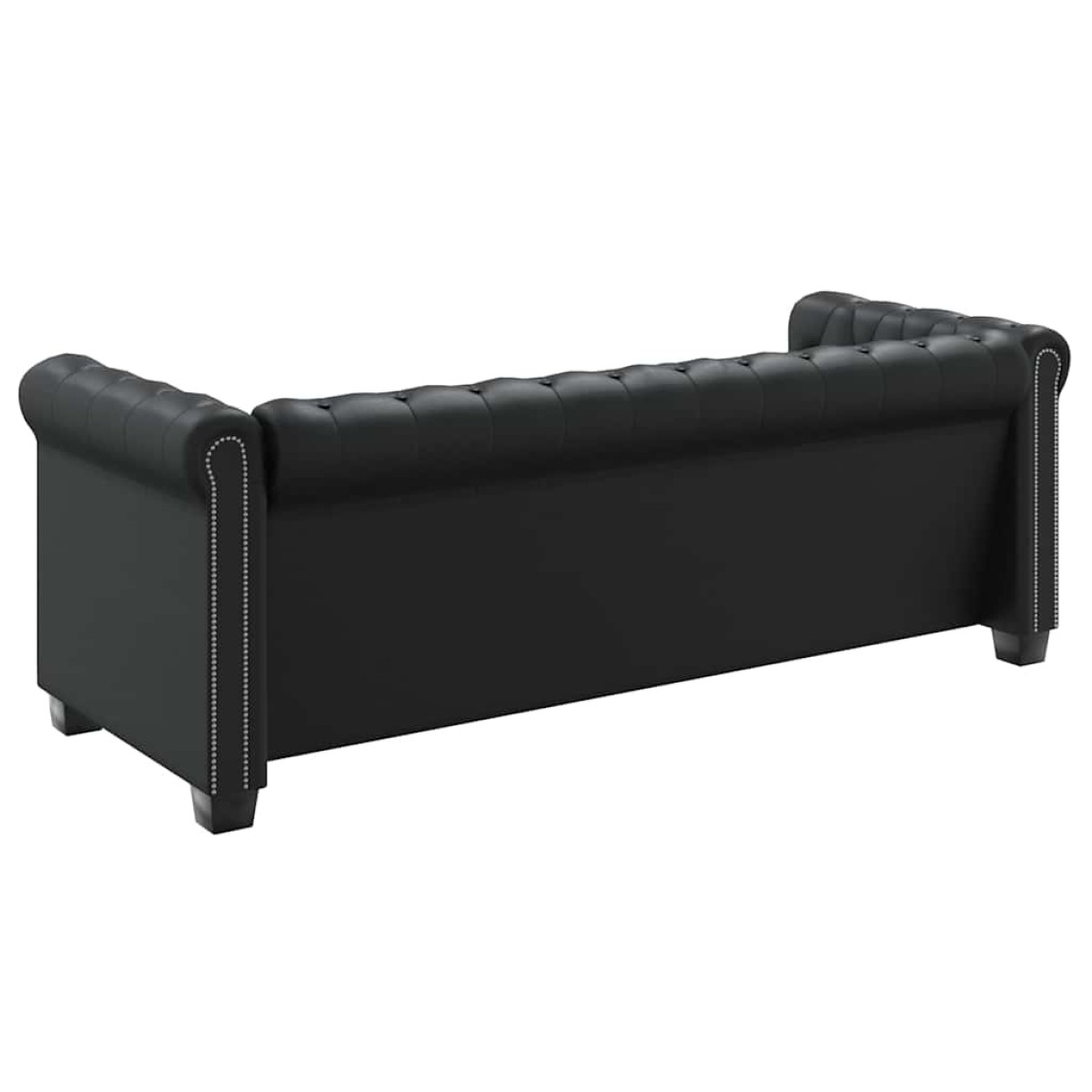 vidaXL Καναπές Τριθέσιος Chesterfield Μαύρος από Συνθετικό Δέρμα