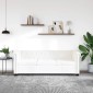 vidaXL Καναπές Τριθέσιος Chesterfield Λευκός από Συνθετικό Δέρμα
