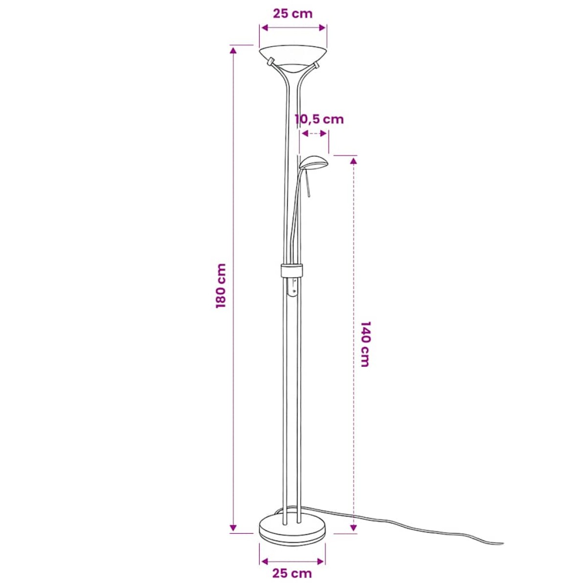 vidaXL Φωτιστικό Δαπέδου LED 23 W με Dimmer