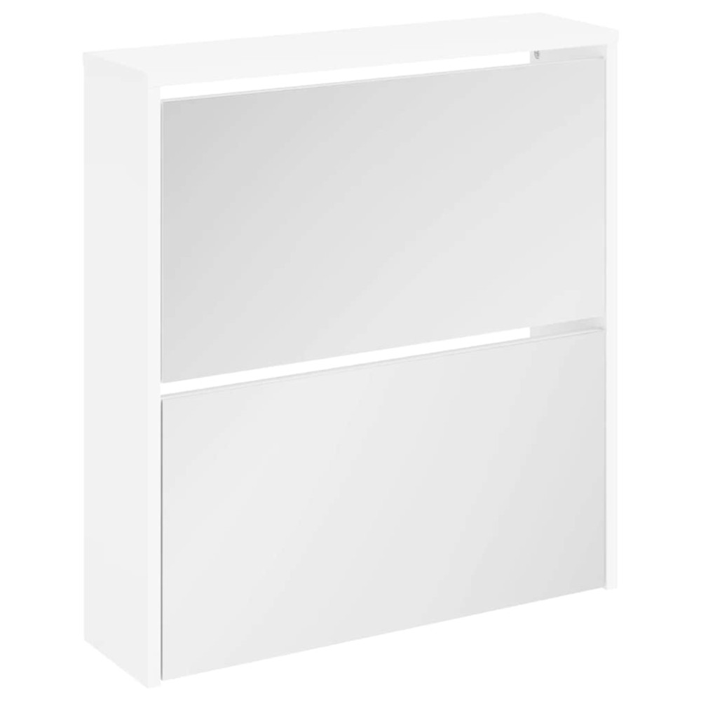 vidaXL Παπουτσοθήκη Καθρέφτης 2 Επιπέδων Λευκή 63 x 17 x 67 εκ.