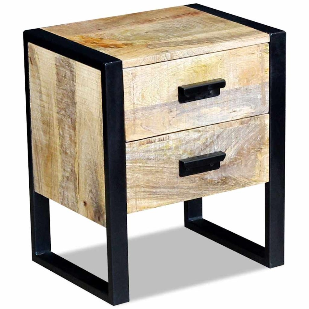 vidaXL Τραπέζι Βοηθητικό με 2 Συρτάρια 43x33x51 εκ. Μασίφ Ξύλο Μάνγκο