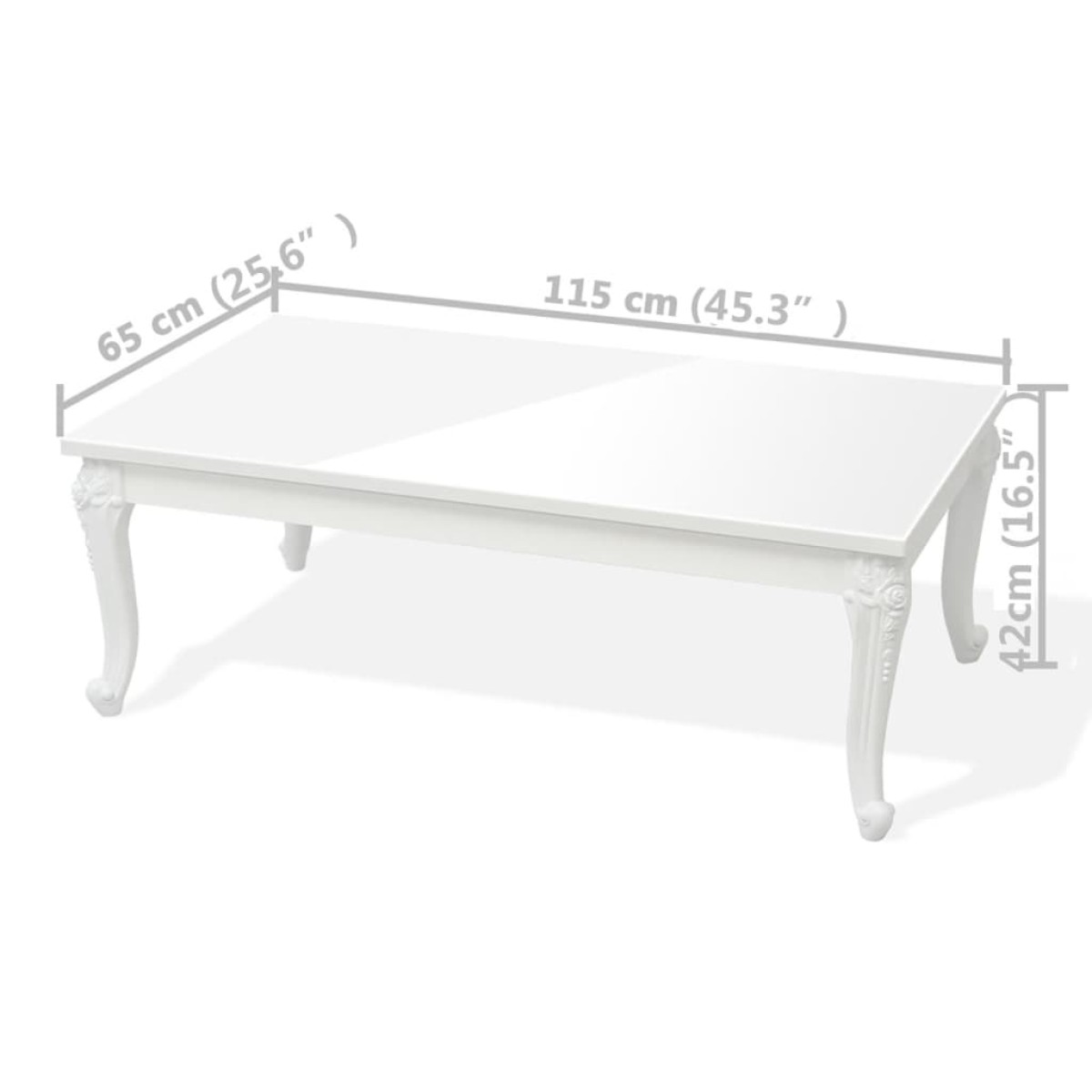 vidaXL Τραπεζάκι Σαλονιού Γυαλιστερό Λευκό 115 x 65 x 42 εκ.