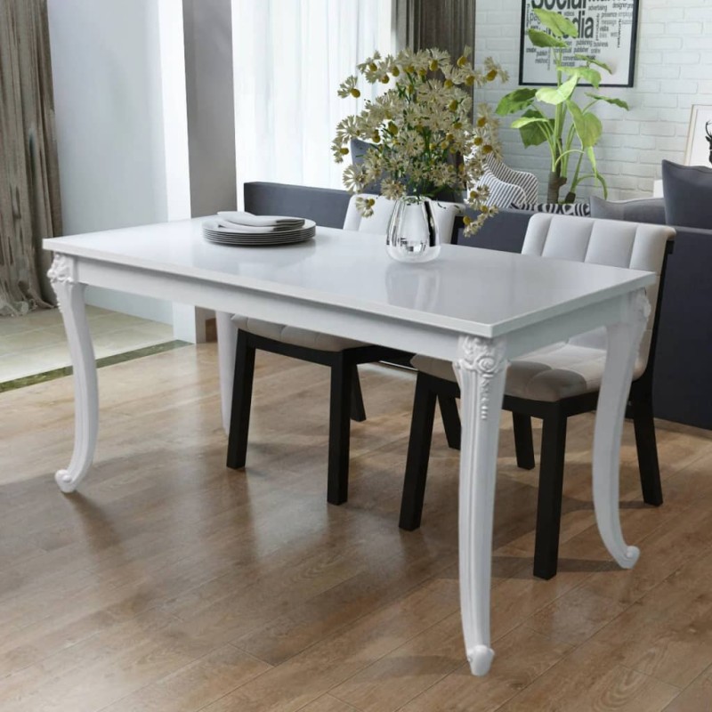 vidaXL Τραπεζαρία Γυαλιστερή Λευκή 116 x 66 x 76 εκ.