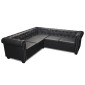 vidaXL Καναπές Γωνιακός Πενταθέσιος Chesterfield Μαύρος Συνθετικό Δέρμα