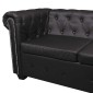 vidaXL Καναπές Γωνιακός Πενταθέσιος Chesterfield Μαύρος Συνθετικό Δέρμα