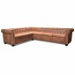 vidaXL Καναπές Γωνιακός Εξαθέσιος Chesterfield Καφέ Συνθετικό Δέρμα