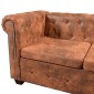 vidaXL Καναπές Γωνιακός Εξαθέσιος Chesterfield Καφέ Συνθετικό Δέρμα
