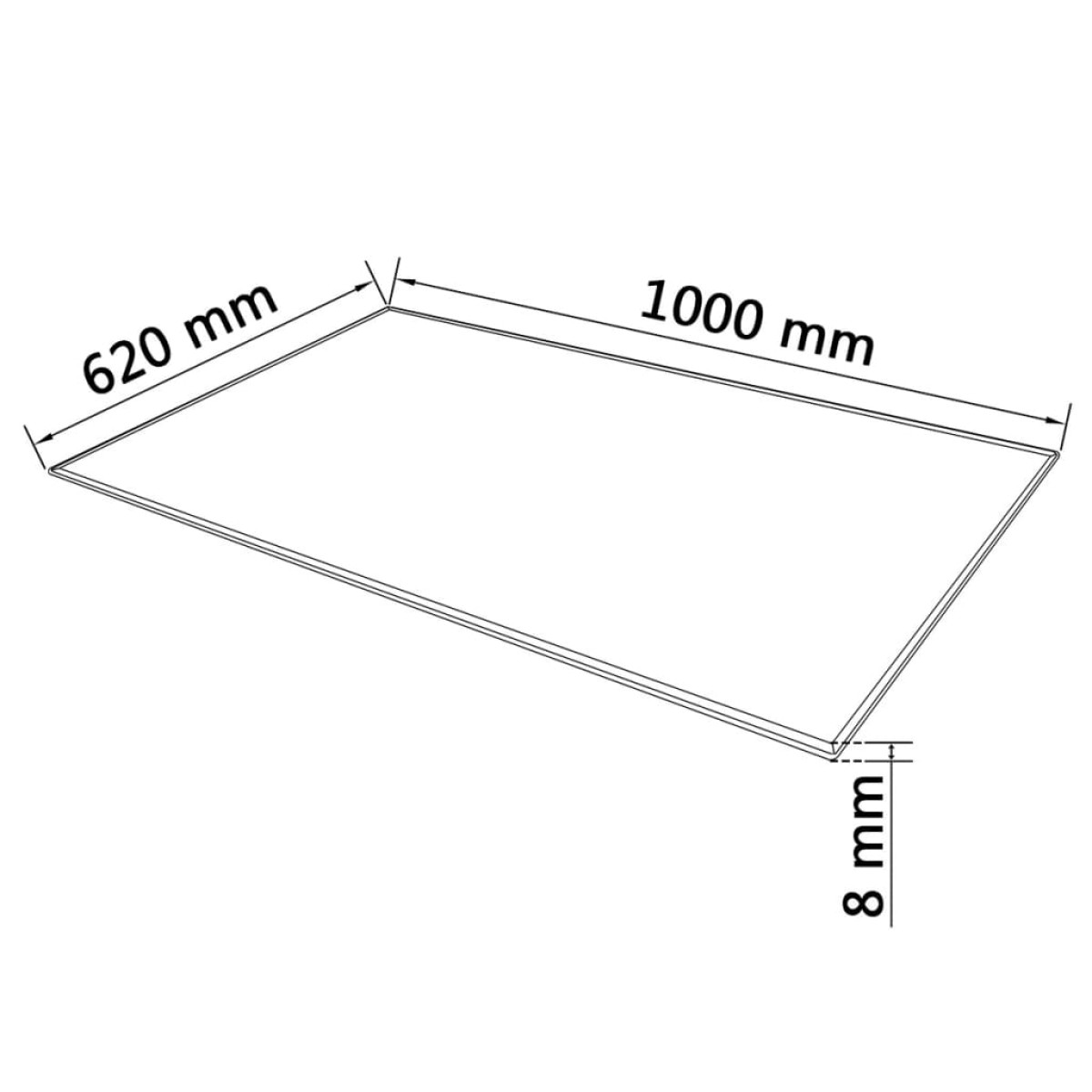 vidaXL Επιφάνεια Τραπεζιού Ορθογώνια 1000 x 620 χιλ. από Ψημένο Γυαλί
