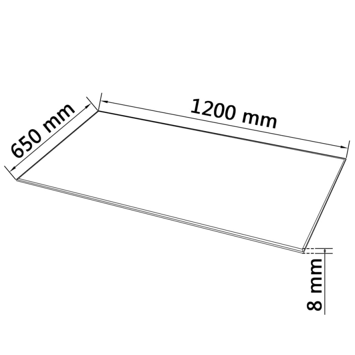 vidaXL Επιφάνεια Τραπεζιού Ορθογώνια 1200 x 650 χιλ. από Ψημένο Γυαλί