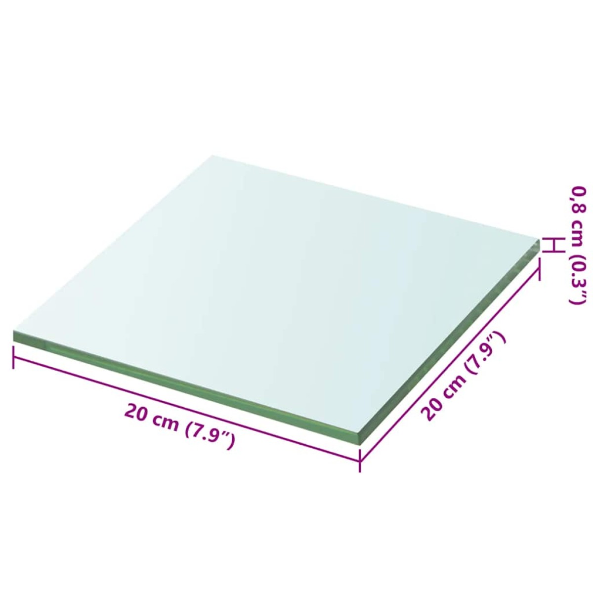 vidaXL Ράφι Πάνελ Διάφανο 20 x 20 εκ. Γυάλινο
