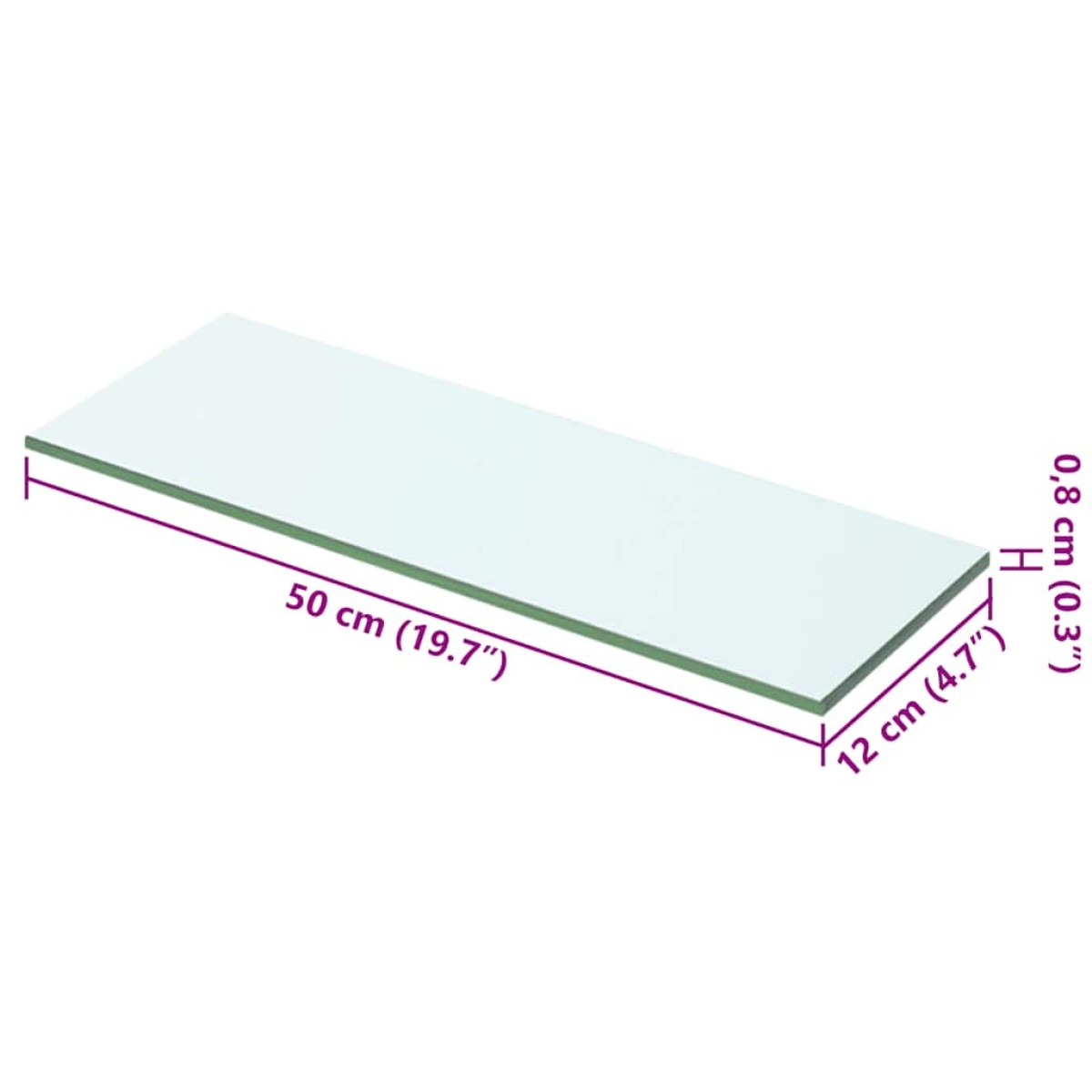 vidaXL Ράφι Πάνελ Διάφανο 50 x 12 εκ. Γυάλινο